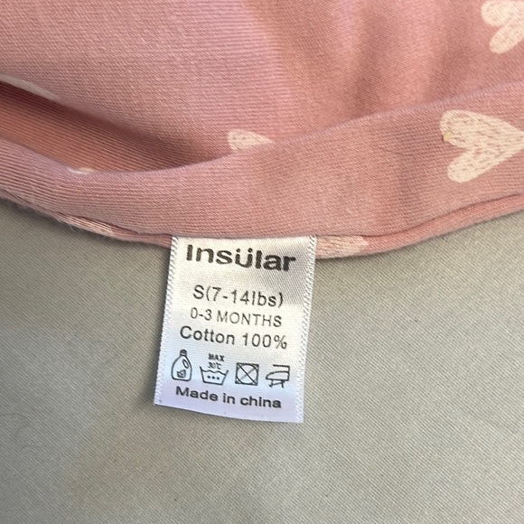 Insular - Pink Heart newborn Baby Swaddle w/convertible hands - Picture 2 of 4